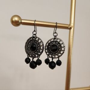 Premier Designs Black Filigree Drop Earrings